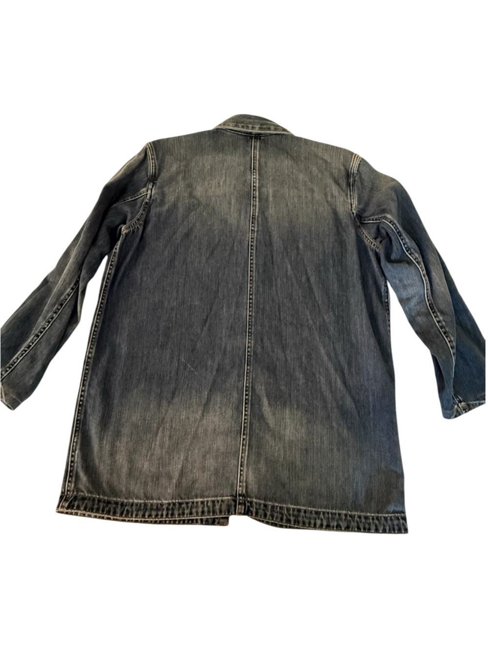 ORVIS Womens Medium Denim Chore Jacket Utility Barn Coat Blue Heritage Style - Picture 3 of 10